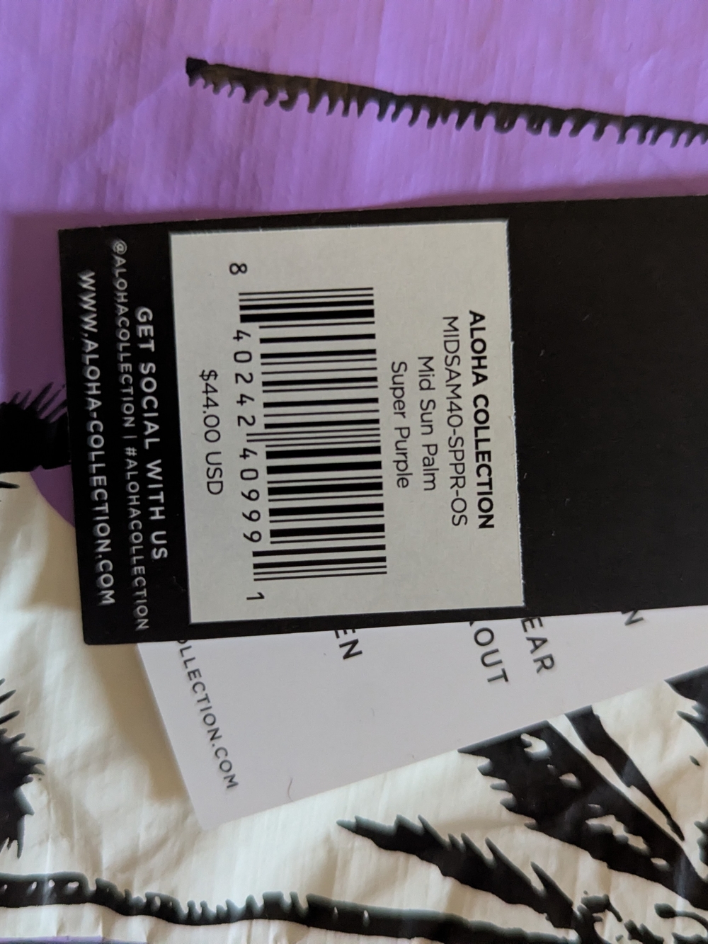 ALOHA Collection Black & Purple Palm Zip Pouch - Picture 2 of 2